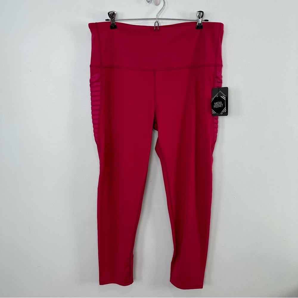 BSP Better Sports Performance Dark Pink 7/8 Length Leggings Size 2X NWT